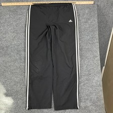 Adidas Track Pants Womens Size L Black Athletic Zip Hem 3-Stripes Jogger Style