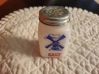 Vintage White Milk Glass Blue Dutch Windmill Salt Shaker Made In USA