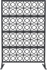 Metal Privacy Screen 46"x71", Freestanding Outdoor Divider Panels, Black