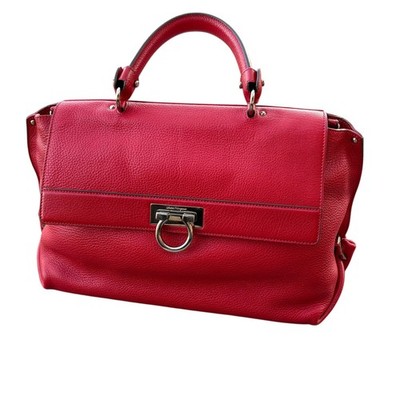 Salvatore Ferragamo Large Sofia Gancini Leather Handbag Red W/Dust Bag 
