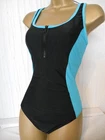 TURQUOISE / BLACK SILHOUETTE ZIP SWIMSUIT SIZE 14 SWIMWEAR