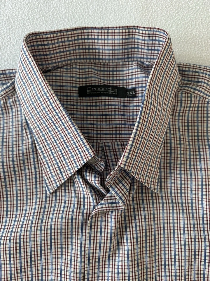 Camisa Crocodile International Para Hombre 2XL Camisa A Cuadros Manga Corta Abotonada Foto 3 de 4