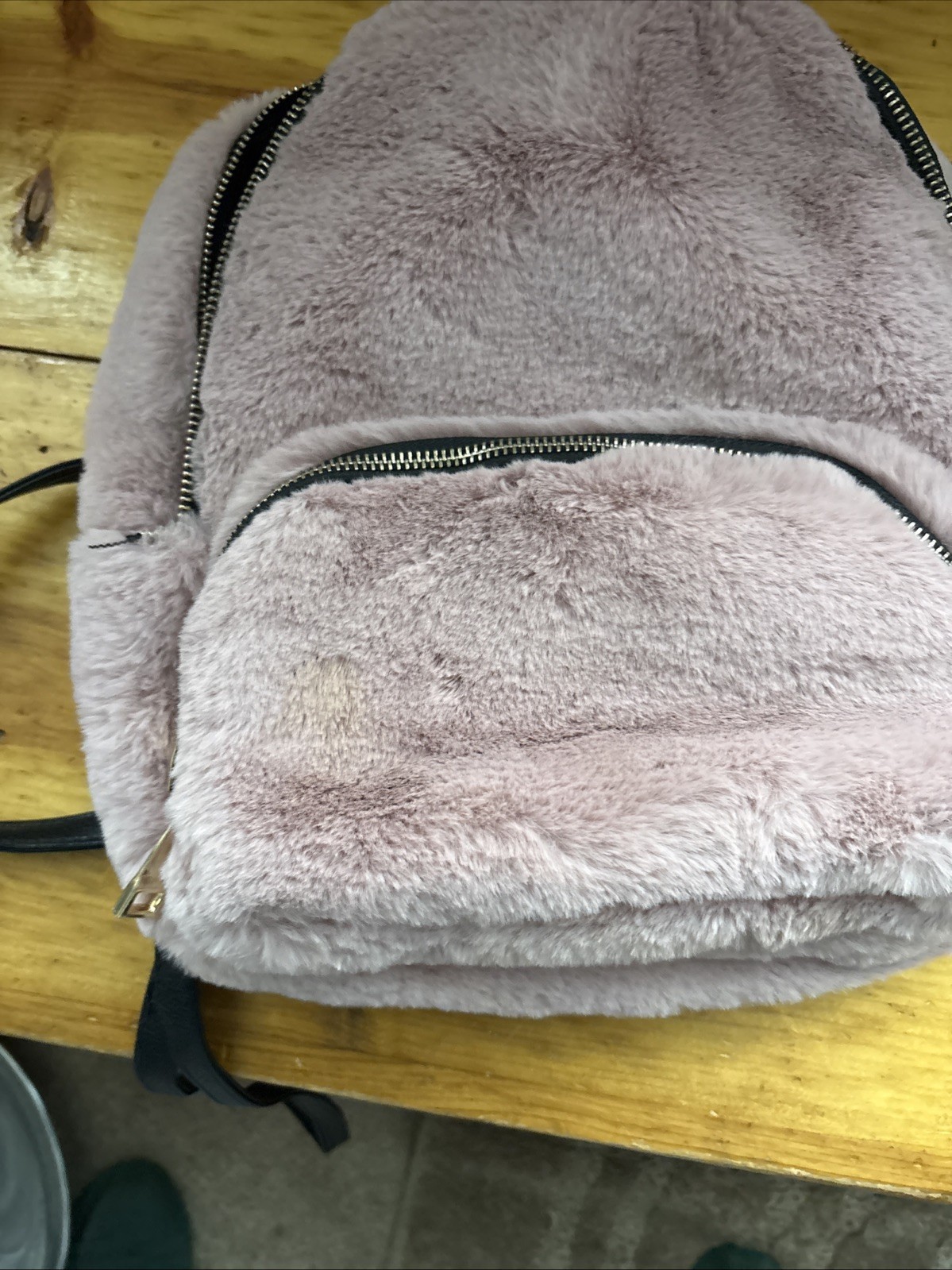 Fuzzy Mini backpack With Leather Strap 13x13 - image 4