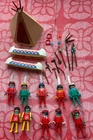 Lot VINTAGE RARE Native American PLAYMOBIL figures Teepee Canoe