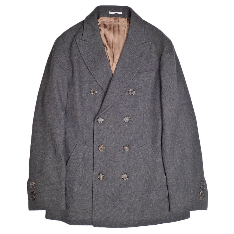 【関税＆送料込み】Brunello Cucinelli Wool Double-Breasted NWT Brunello Cucinelli Double-breasted Tailored Coat/ IT 50