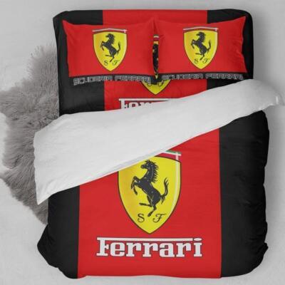 Ferrari Logo Bedding Set, Down Duvet Cover, Pillowcase Set, 2/3PCS