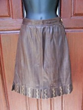 VALENTINO BOUTIQUE SKIRT SHEEP NAPPA LEATHER VINTAGE BLOCK FRINGE HEMLINE sz S