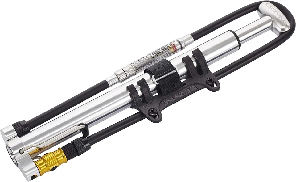 Bomba manual Lezyne Micro Floor Drive HPG de alta presión con medidor plateado/brillo HI Foto 3 de 4