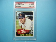 1965 TOPPS MLB BASEBALL CARD #373 CURT SIMMONS PSA 8 NM/MINT SHARP+ '65 GL