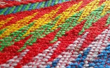 VTG Handwoven WOOLEN RUNNER SCARF Long FRINGE Bright COLORS Ethnic 150" SPECIAL