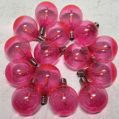 G40 GLOBE BULBS LED PINK NEW NIB 15 Pcs. WATERPROOF INDOOR OUTDOOR Shatterproof