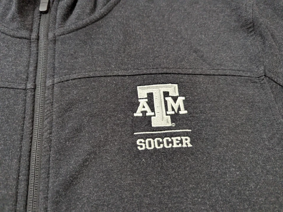 Sudadera con capucha de fútbol Texas A&M Aggies para hombre grande NCAA cremallera completa negra Adidas Foto 2 de 4