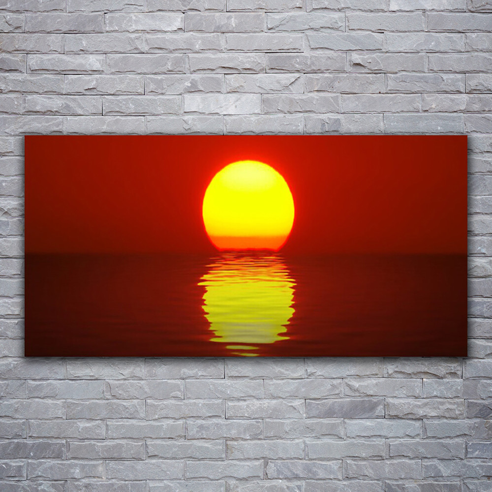 Tableau sur verre acrylique 120x60 cm coucher de soleil marin pour salon