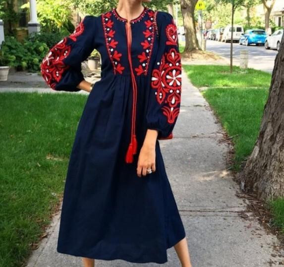 knee length dresses for ladies Positano Blue & White Patterned Smocked Spaghetti Strap Maxi Dress – Dazey  Hill main image 0
