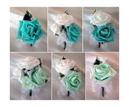 Wedding Buttonholes and corsages  Tiffany Blue, Mint Green - Picture 1 of 7