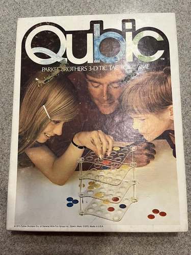 Vintage 1972 Qubic Game 3-D Tic Tac Toe Game, Parker Brothers, Some Damage