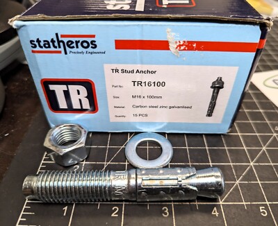 (15) M16 X 100mm / 5/8 X 4  Concrete Anchor Bolt Zink Plated TR M16 [C10S3]