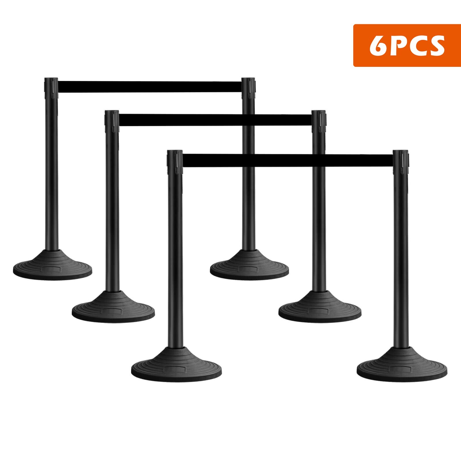 4/6 Pack Crowd Control Stanchions 10ft/3m Retractable Belt Crowd Barrier Posts