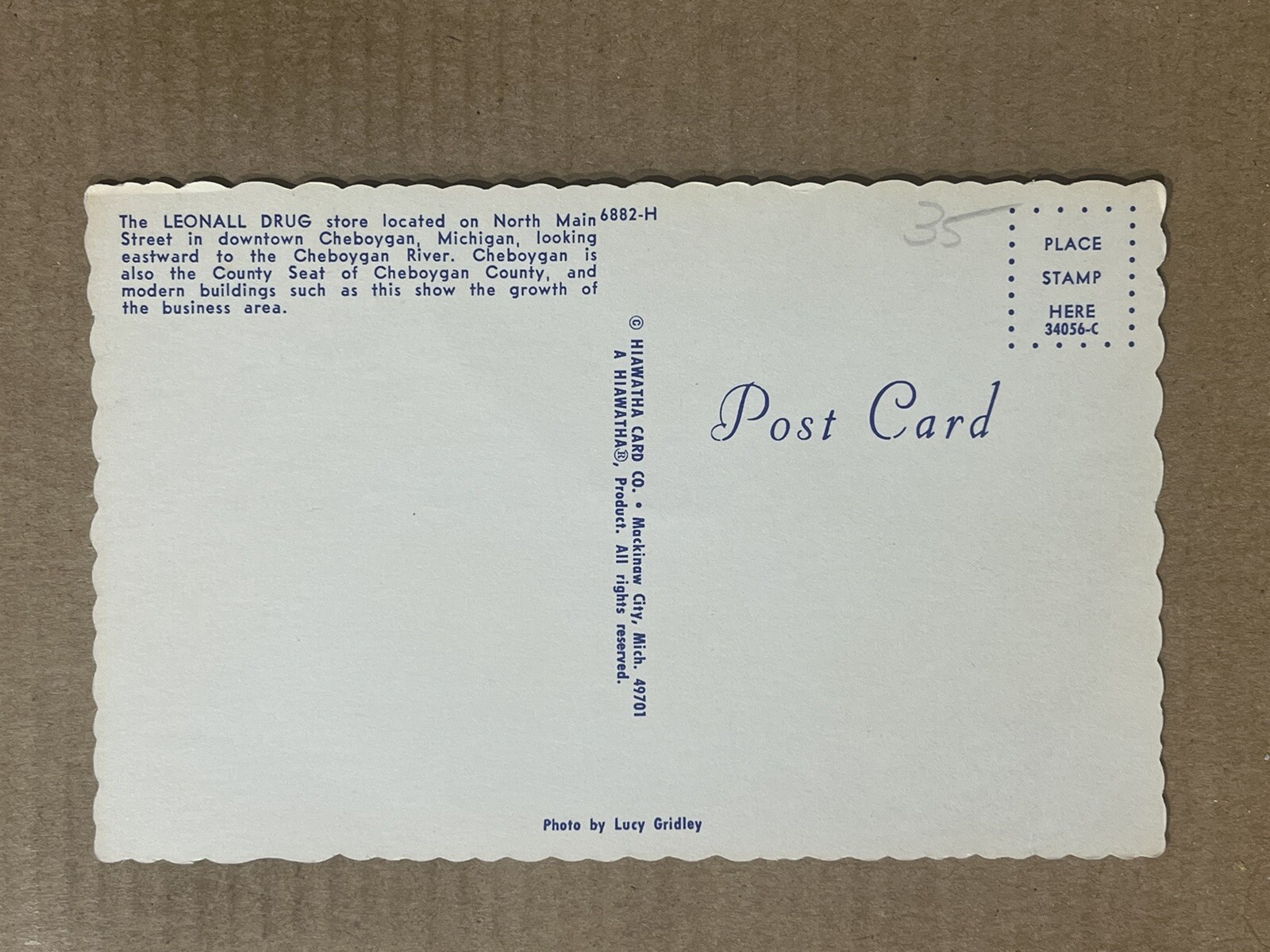 Postcard Cheboygan MI Michigan Main Street Leonall Drug Store Vintage