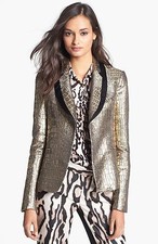 Size 6 Diane Von Furstenberg Ofelia Black/gold Metallic Jacket Blazer Nwt $498