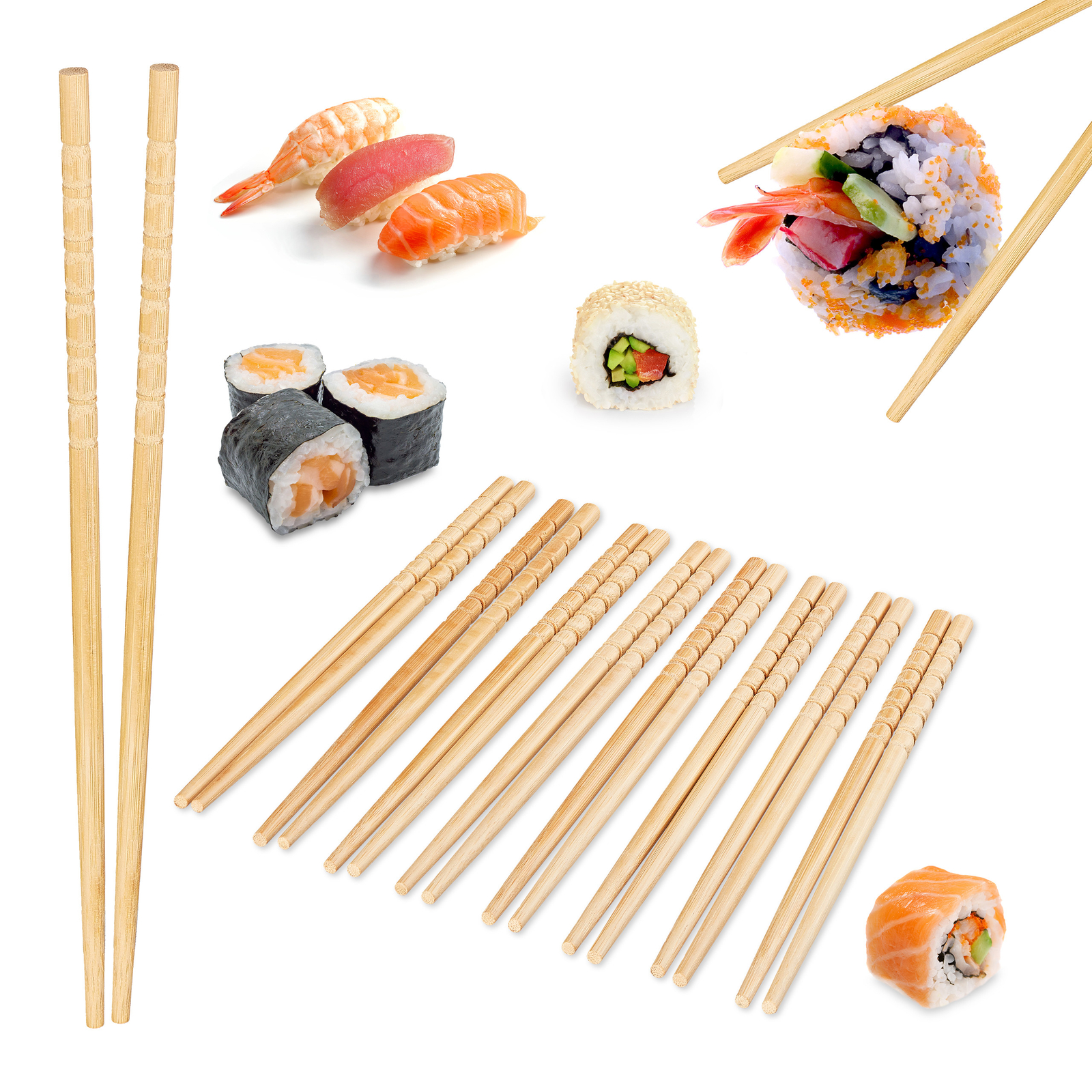 Bambus Essstäbchen 10 Paar Asia Stäbchen 24 cm Chopsticks natur wiederverwendbar