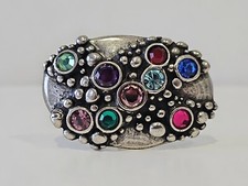 &hearts; umjuBELT G&uuml;rtelschnalle Shape color bunt Strass Steine Schlie&szlig;e Buckle 8x5cm