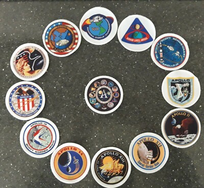 NASA Apollo Moon Missions Patch Set 3'' Sublimation Bügelbild oder Aufnähen Patch Abzeichen