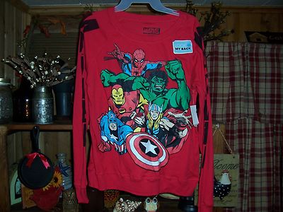 MARVEL COMICS GIRLS JUNIOR LONG SLEEVE SHIRT SIZE LARGE 11/13 SPIDER MAN HULK 