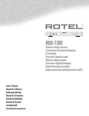 User Manual-Operating Instructions for Rotel RDD-1580