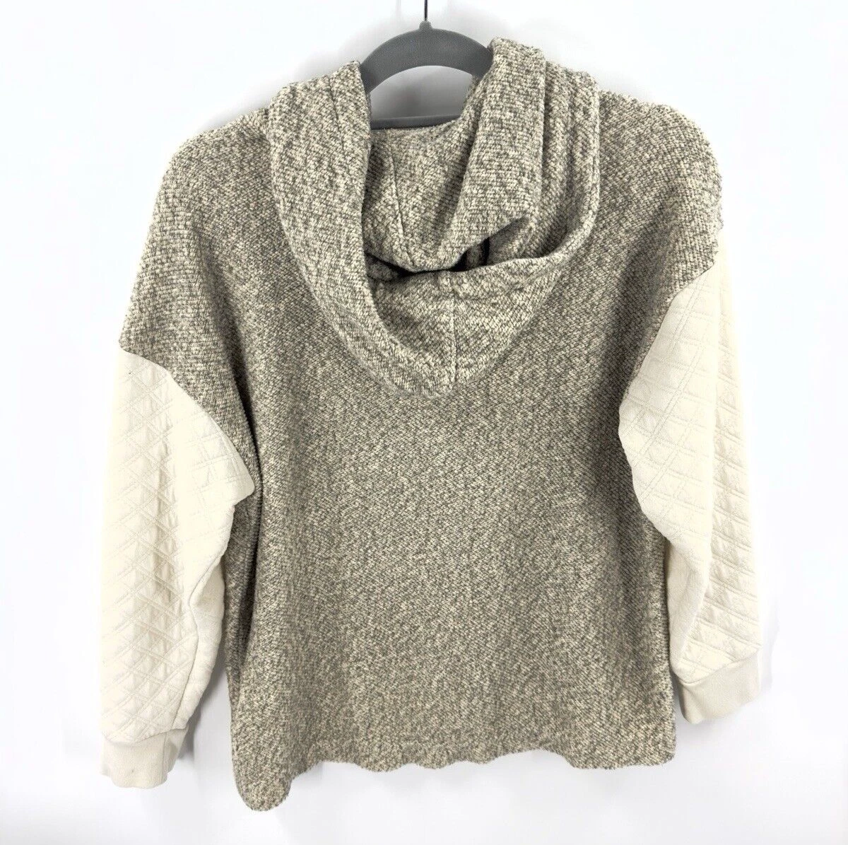 OFF WHITE Felpa con cappuccio manica trapuntata Madewell donna taglia S grigio panna pullover top