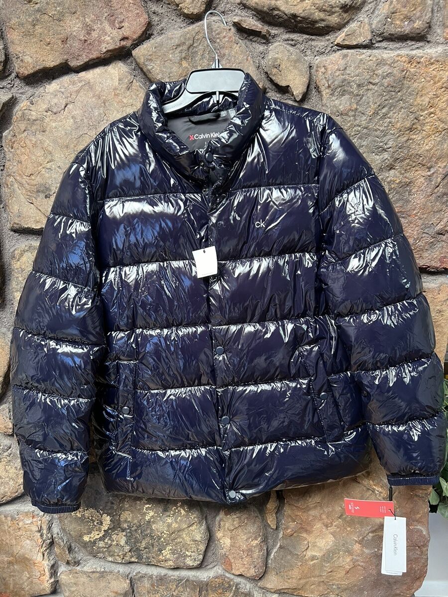 CALVIN KLEIN Shiny Puffer Jacket Insulated Mens Sz L DK Navy CALVIN KLEIN Shiny Puffer Jacket Insulated Mens Sz L DK Navy