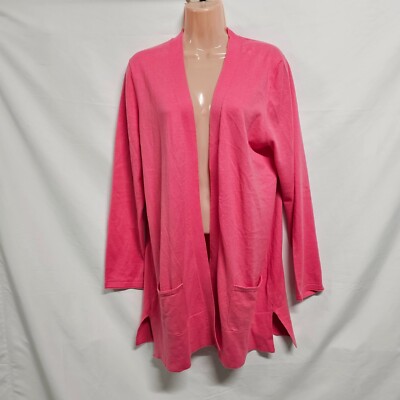 Jill Women Open Cardigan Sweater Size M Pink Cotton Side