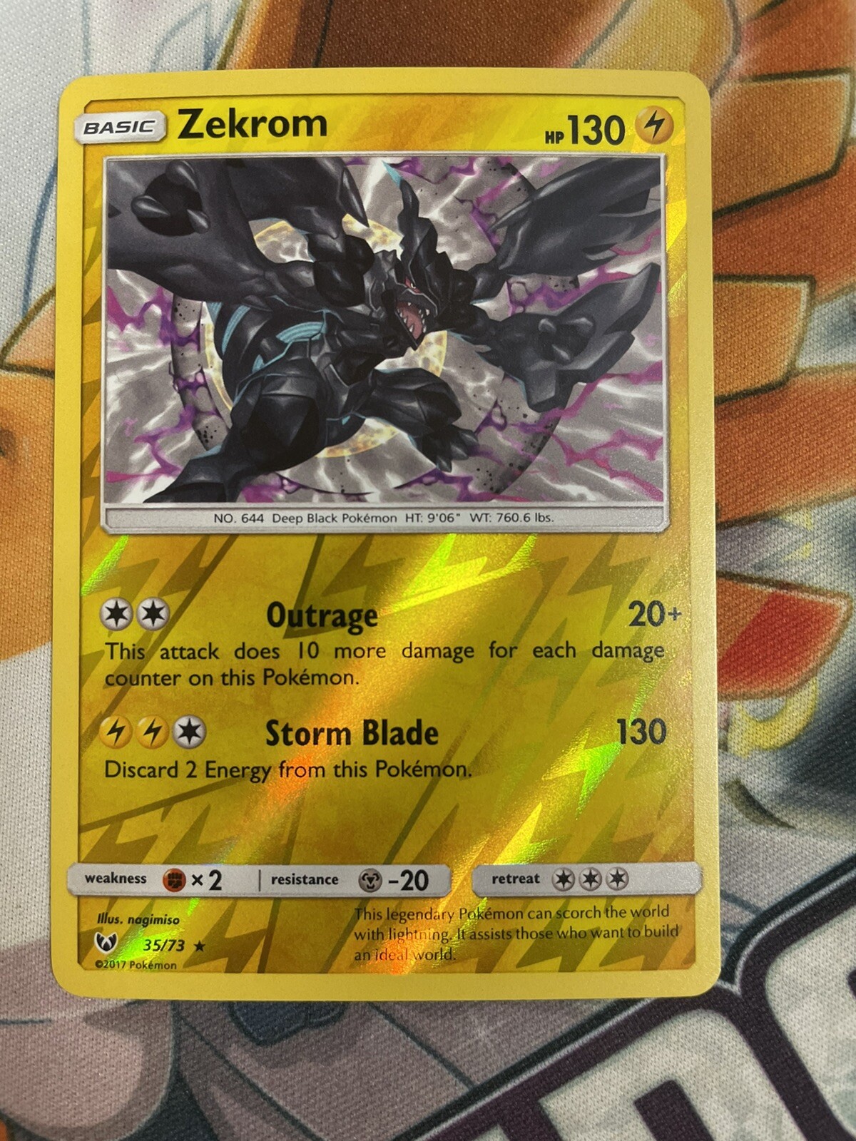 Pokémon Zekrom Basic Holo Card 35/73 2017