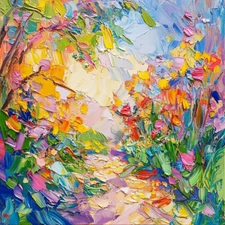 Colour Abstract Impressionism Luxury Canvas Wall Art Picture Print Colourful