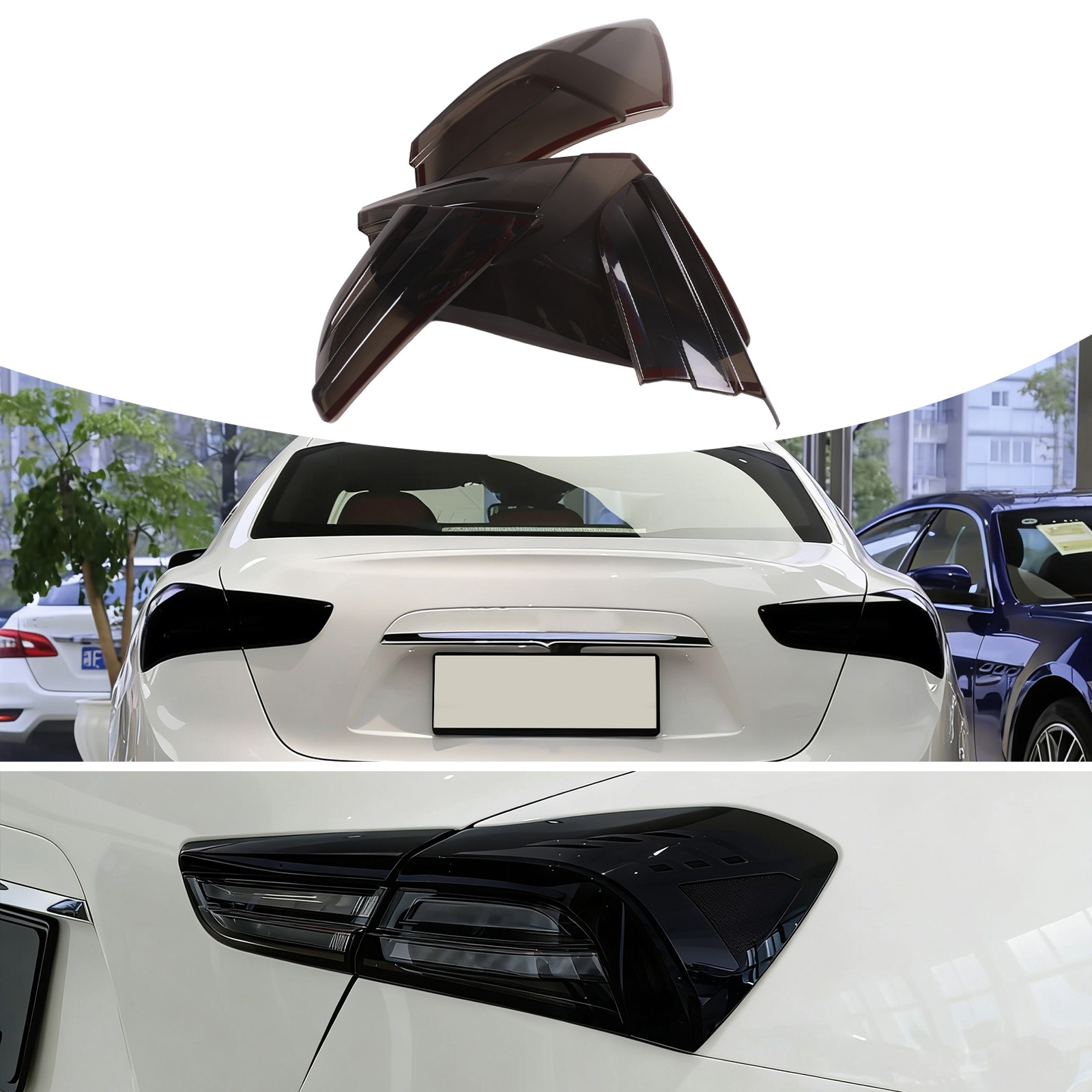 ABS Tail Light Protection Blackened Cover Fits For Maserati Ghibli 2021-2024