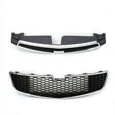 Front Upper Lower Grille Grill Black Plastic Trim For Chevrolet Cruze 2011-2014