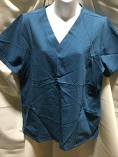Mandala Scrubs Women 6-Pocket Top Size Large Color Harbor Blue NWT
