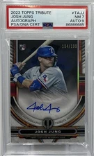 Josh Jung Rookie Auto PSA 7/9 - 2023 Topps Tribute /199 - Rangers Rising Star