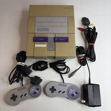 Super Nintendo SNES Control Deck Console - Gray w/ 2 Oem Controller Tested