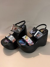 VTG 90s Y2K Luichiny X-MEN Spanish MARVEL COMICS Book Print PLATFORM Shoes SZ 40
