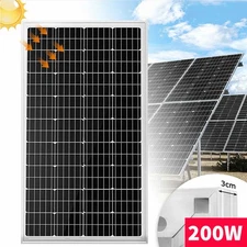 200W Monocrystalline Solar Panel 12V Charging Off-Grid Battery For RV Home Boat