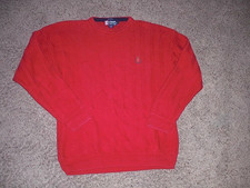 Vintage CHAPS Ralph Lauren cotton red Hand Framed Sweater men's Large