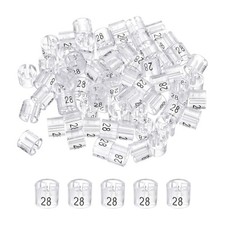 Clothes Hanger Marker Colored Hanger Sizer Number 28, Trasnsparent 100 Pcs