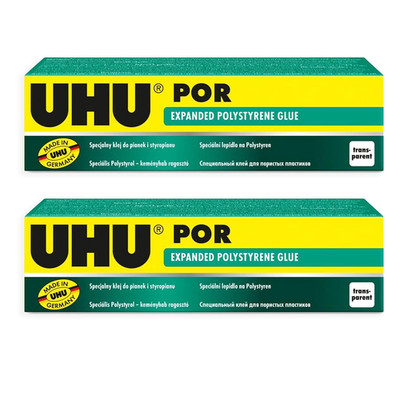 UHU POR Adhesive Expanded Polystyrene Glue - 40G/50Ml - Pack of 2 Tubes