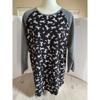 LuLaRoe Randy Baseball Tee 3XL Womens Unicorn Print Raglan 3/4 Sleeve JC001-8