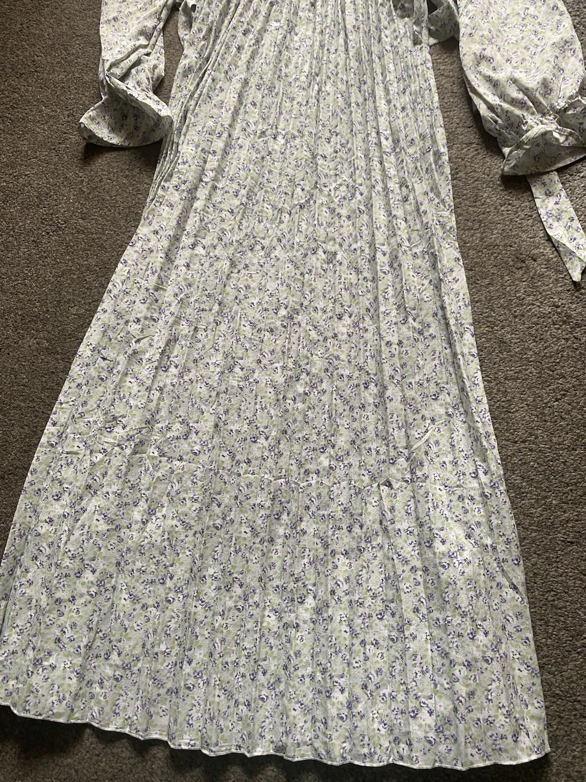 OFF WHITE Abito lungo blu bianco sporco nuovo con etichette taglia M