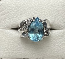 5.13 Carat Natural Sky Blue Topaz/CZ Sterling Silver Ring , Size 8, w/Appraisal