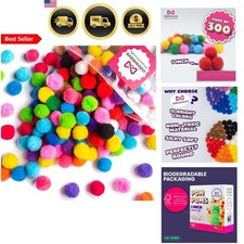 Craft Pom Poms Multicolor 300pcs Soft Fluffy Pompom Balls for Arts Crafts
