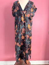 Zara Womens Multi Color Flower Maxi Dress Trendy Button Down SZ XS