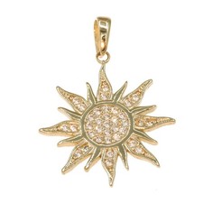 Anhänger Sonne aus 585 Gold 14 Karat mit Zirkonia 1,9 cm Breite